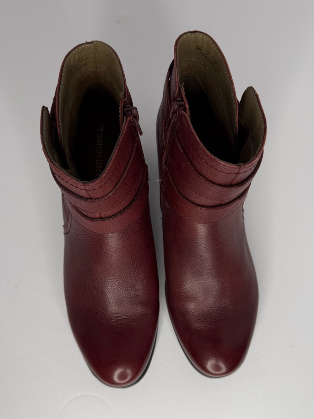 Naturalizer Women's Burgundy Leather Ankle Booties - Picture 3 of 8